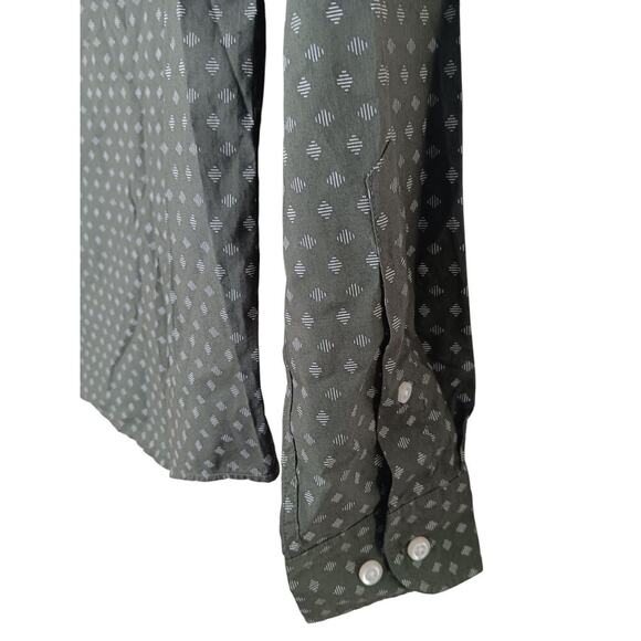 New Banana Republic Mens Slim Fit Shirt XS Dark Green Geometric 100% Cotton - Picture 9 of 15